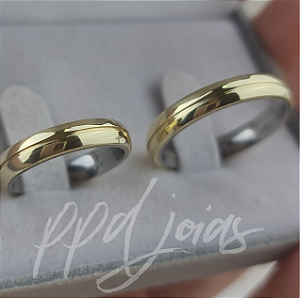 Par de Aliança Tradicional 1 friso (4mm) - Moeda antiga