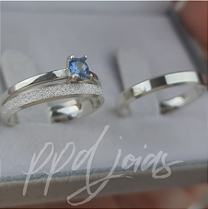 Kit de compromisso Itália Azul (3mm) - Prata 950