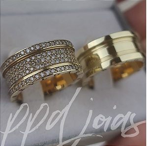 Par de Aliança Bulgaria Completa (10mm) - Ouro 18k