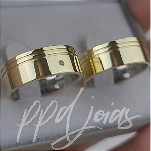 Par de Alianças Melin P. (8mm) - Moeda Antiga