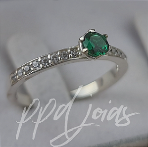 Solitário Raven Color Verde - Prata 950