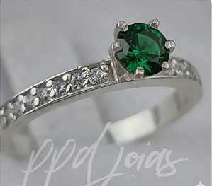 Solitário Raven Color Verde - Prata 950