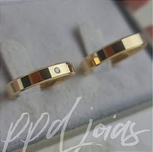Par de Aliança Itália P. (4mm) - Ouro 18k