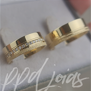 Par de Aliança Melin Catar (7mm) - Ouro 18k