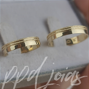 Par de Alianças Melin Duo (4mm) - Ouro 18k