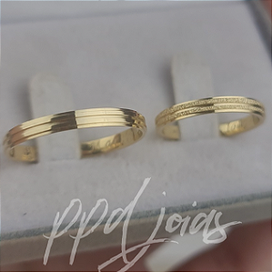 Par de Alianças Satturno Mix (3mm) - Ouro 18k
