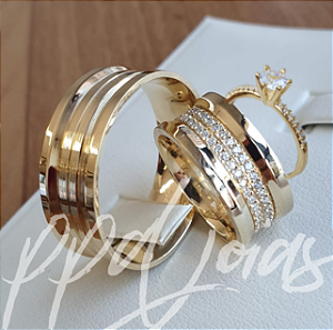 Par de Alianças Viena - Ouro 18k