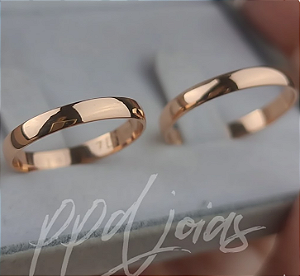 Par de Alianças Tradicional (3mm) - Ouro 18k ROSE