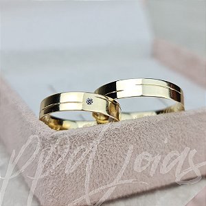 Par de Alianças Sintilus (4mm) - Ouro 18k