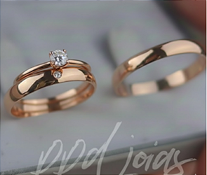 Kit de casamento Tradicional (3mm) - Ouro 18k Rose