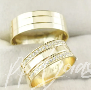 Par de Alianças Metirs ( 7mm) - Ouro 18k