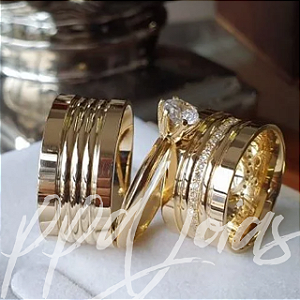 Par de Alianças Salomão (10mm) - Ouro 18k