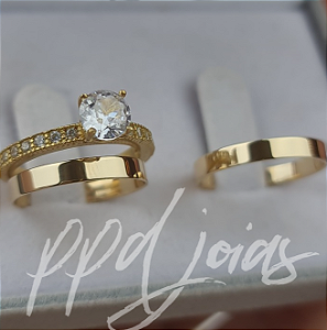 Par de Alianças Milão Olimpo (3mm) - Ouro 18k