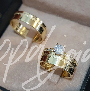 Par de Alianças Elis Kit (6mm) - Ouro 18k