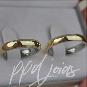 Par de Aliança Tradicional (4mm) - Moeda Antiga