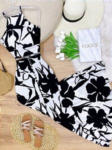 Conjunto Saia Longa e Cropped Maite Off White/Preto