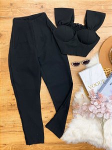 Conjunto Calca e Cropped Tais Preto