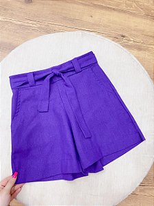 Short Linho Taina Roxo Escuro