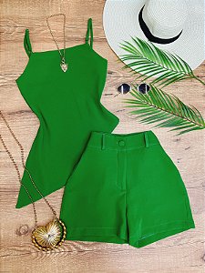 Conjunto Short e Cropped Isadora Verde Bandeira