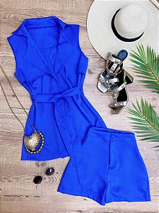 Conjunto Short e Colete Roberta Azul Bic