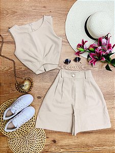 Conjunto Shorts e Cropped Natalia Nude