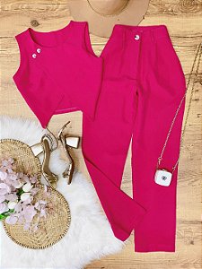 Conjunto Calca e Cropped Patricia Pink