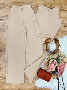 Conjunto Calca e Cropped Marina Nude