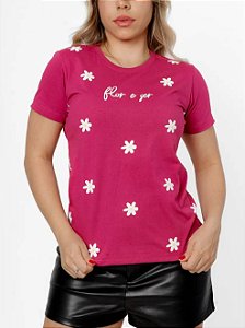 Tshirt Algodao Flor e Ser Pink