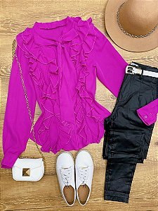 Camisa Babado Glam Pink