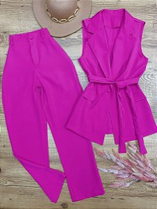 Conjunto Calca e Colete Julia Pink