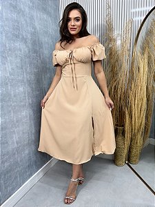 Vestido Midi Camponesa Nude