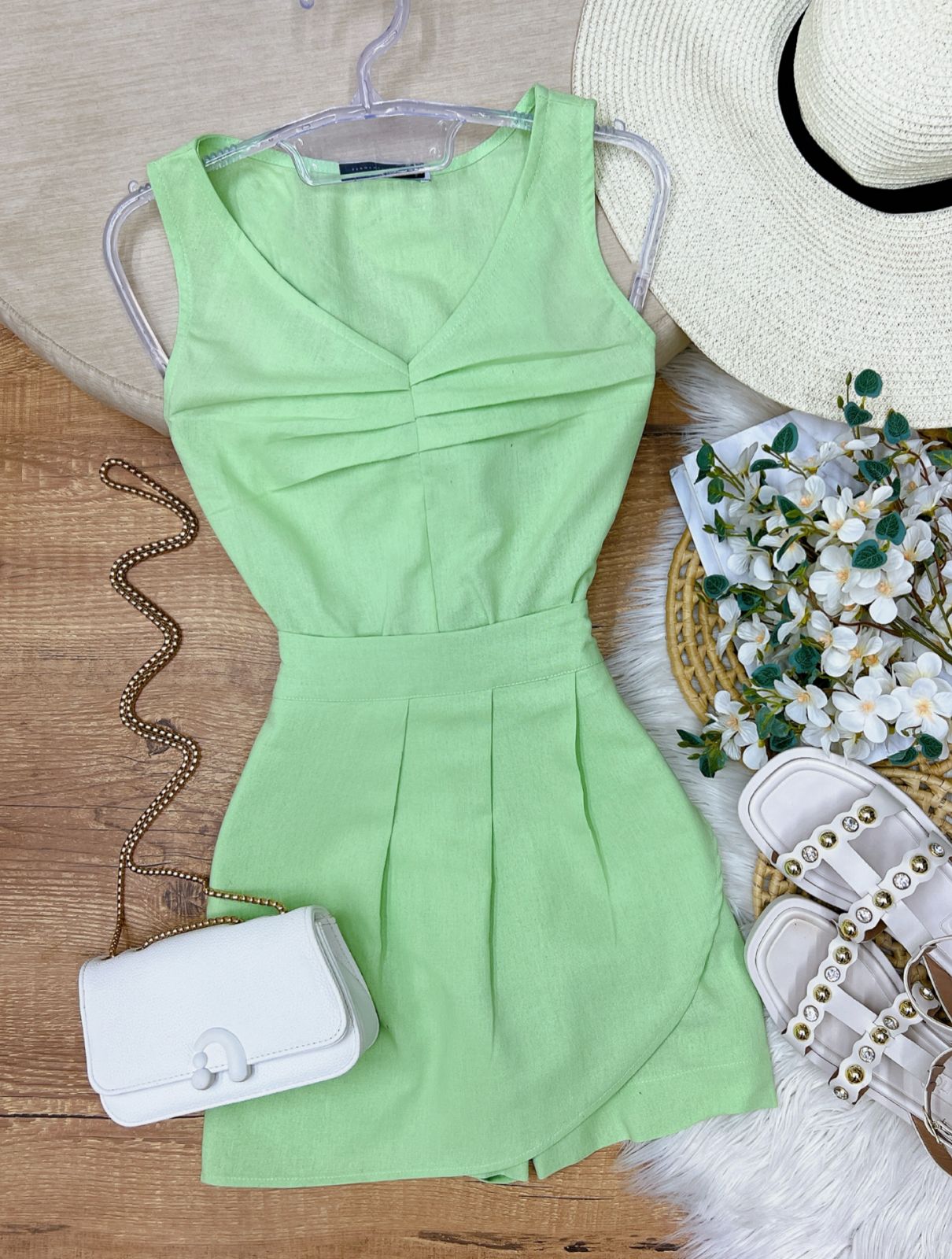 Conjunto Short-Saia e Blusa Madona Verde