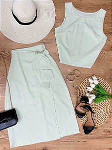 Conjunto Saia e Blusa Fabricia Verde Menta