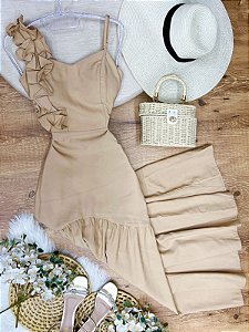 Vestido Longo Babado Noemi Nude