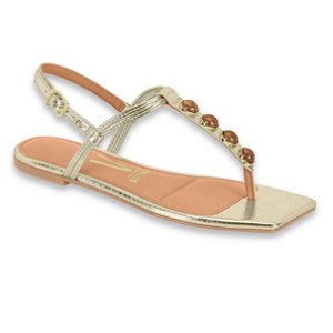 Sándalia Vizzano Rasteira Flat Dourada 6513212