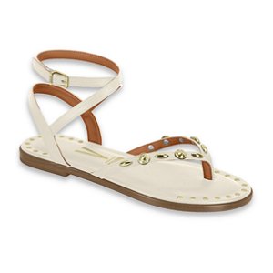 Sandália Rasteira Feminino Vizzano Strass Branco Off  6523103