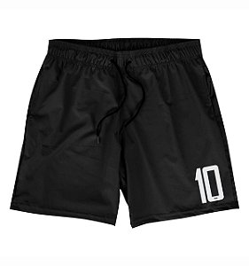 Shorts Masculino Corrida Academia Futebol Preto Elastano Premium Tactel WSS Jogador 10