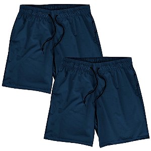 Kit 2 Shorts Masculino Azul Praia Corrida Academia Elastano Premium Tactel WSS Basic