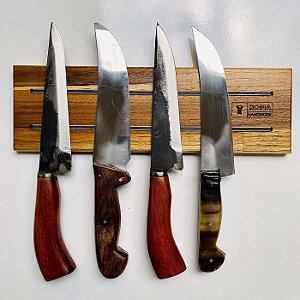 Suporte magnético de facas em madeira para parede 35cm