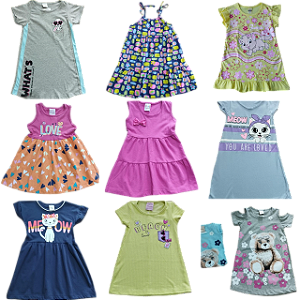 KIT 10 VESTIDOS ESCOLHA O TAMANHO 1 AO 10 ANOS Á PARTIR R$16,00