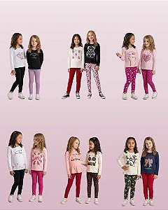 kit com 2 conjuntos meia estação feminino