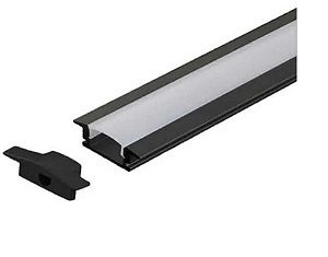 Perfil para LED embutir KIT COM 10 UNIDADES  preto 2 metros (17x7mm)