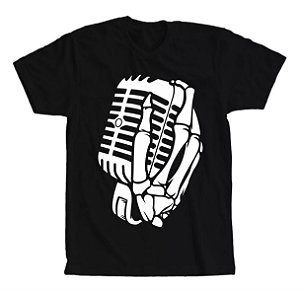 Camiseta The Music Skull, Caveira com a Mão no Microfone