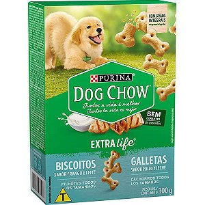 Biscoito Dog Chow Filhotes All Breeds Frango/Leite 300g