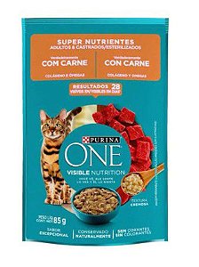 Sache Purina One Gatos Adultos/Castrados Super Nutrientes [Carne] 85g