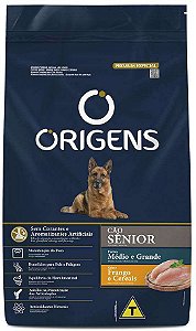 Origens Cães Senior Raças Medias/Grande Frango/Cereais 15kg