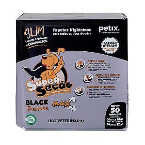 Tapete Higienico Super Secão Slim Adulto Black 60x50 - 30 unidades