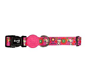 Coleira Zooz Pets Snoopy - Pink Flower - Tam. M