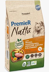 Premier Nattu Cães Adultos Raças Pequenas Frango/Mandioquinha/Espinafre/Curcuma/Blackberry 2,5kg