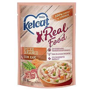 Sache Kelcat Real Food Gatos Adultos Peixe Branco/Kani 85g